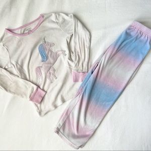 Carter’s- Girls Unicorn Fleece Pajama Set Pink/Blue Size 5